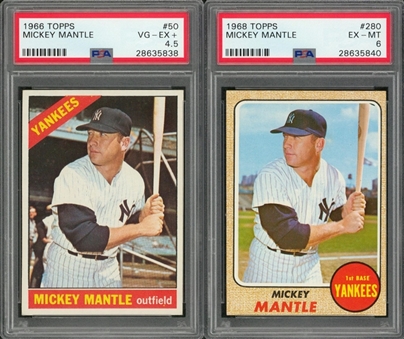 1966 and 1968 Topps Mickey Mantle PSA-Graded Pair (2 Different)